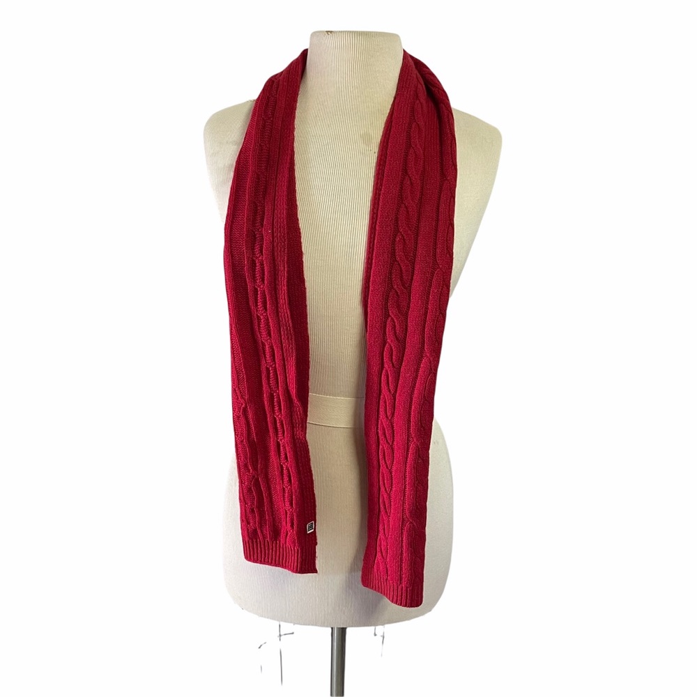 Charter Club red cable knit wool and cashmere scarf